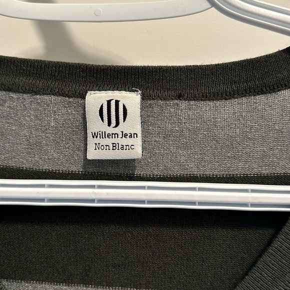 Willem Jean sweater. Olive and grey stripe. Button detail on wrists. Size S - Picture 4 of 4